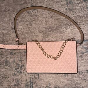 Michael Kors Blush Pink Belt Bag with Gold Chain
